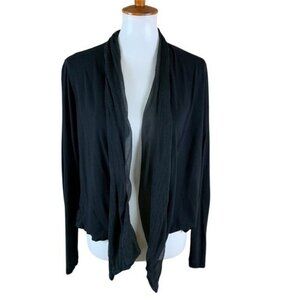 Babakul Black Cardigan Medium Open Front‎ Silk Viscose Cutout Back Geometric
